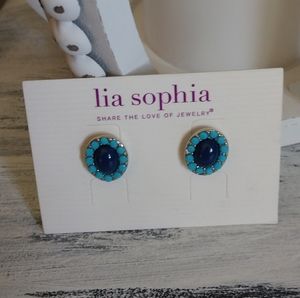 Lia Sophia pierced earrings Blue Orchid New
